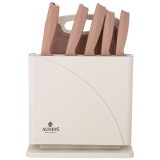 Набор ножей нжс на пластиковой подставке и разделочная доска, 7 пр. AGNESS 911-764
