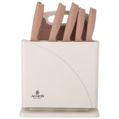 Набор ножей нжс на пластиковой подставке и разделочная доска, 7 пр. AGNESS 911-764