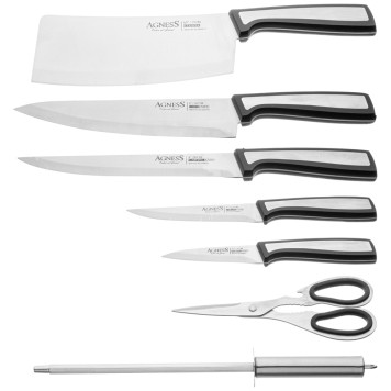 Набор ножей с ножницами и мусатом на пластиковой подставке, 8 предметов AGNESS 911-769-1