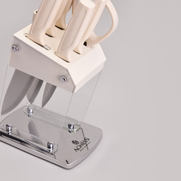 Набор ножей на пластиковой подставке, 7 предметов AGNESS 911-782-3