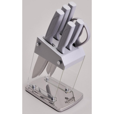 Набор ножей на пластиковой подставке, 7 предметов AGNESS 911-783-1