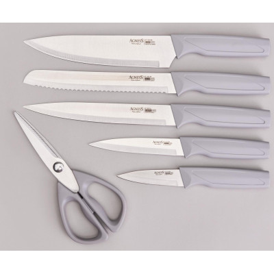 Набор ножей на пластиковой подставке, 7 предметов AGNESS 911-783-2