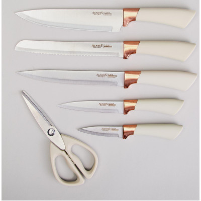 Набор ножей на пластиковой подставке, 7 предметов AGNESS 911-785-1