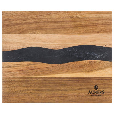 Доска разделочная, 30*25*1,8 см, акация со вставкой из эпоксид. смолы AGNESS 911-790