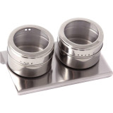 Набор для специй "МОНБЛАН" 3 пр.на магнитах, в т.ч. метал.подставка 14*9*5 см (кор=24наб.) AGNESS 912-008