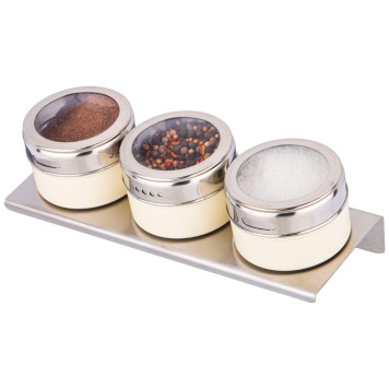 Набор для специй 4 пр. на магнитах, в т.ч. метал.подставка 20*6*5 см AGNESS 912-040-1