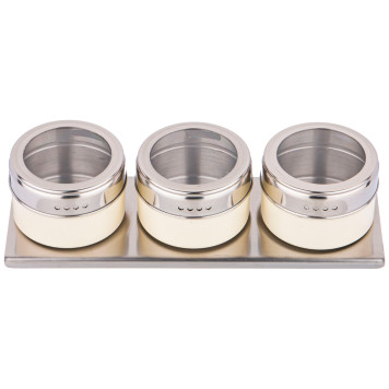 Набор для специй 4 пр. на магнитах, в т.ч. метал.подставка 20*6*5 см AGNESS 912-040-2