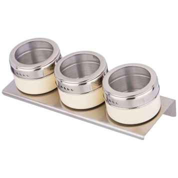 Набор для специй 4 пр. на магнитах, в т.ч. метал.подставка 20*6*5 см AGNESS 912-040-3