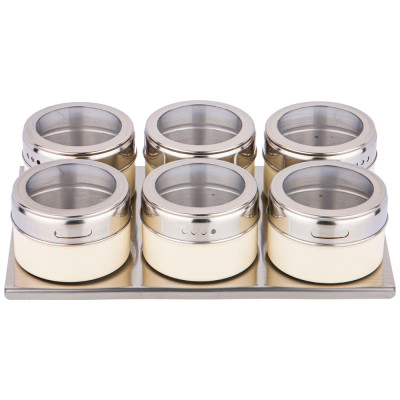 Набор для специй 7 пр. на магнитах, в т.ч. метал.подставка 20*13*5 см AGNESS 912-041-2