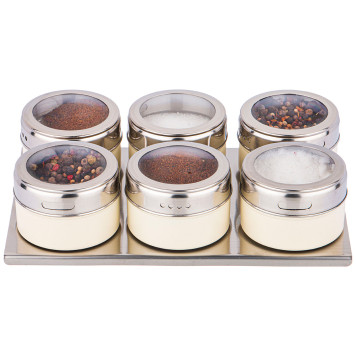 Набор для специй 7 пр. на магнитах, в т.ч. метал.подставка 20*13*5 см AGNESS 912-041