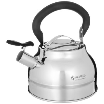 Чайник со свистком 2, 7л, термоаккумулирующее дно, 304 сталь, индукция AGNESS 914-300-1