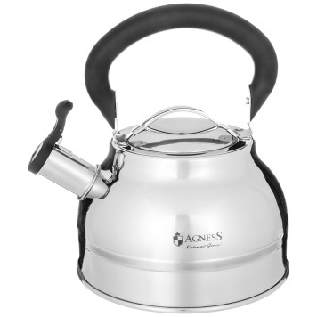 Чайник со свистком 2, 7л, термоаккумулирующее дно, 304 сталь, индукция AGNESS 914-300