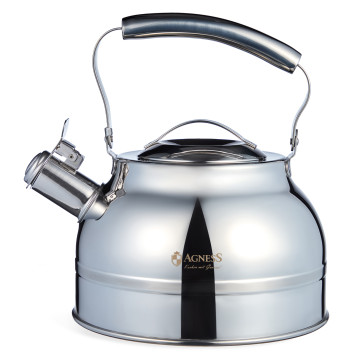 Чайник со свистком 2, 7л, термоаккумулирующее дно, 304 сталь, индукция AGNESS 914-302