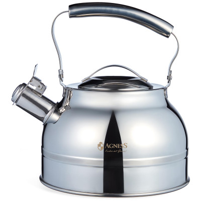 Чайник со свистком 2, 7л, термоаккумулирующее дно, 304 сталь, индукция AGNESS 914-302