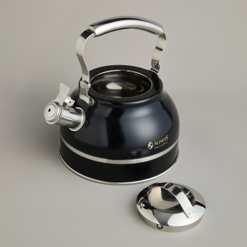 Чайник со свистком 2, 7л, термоаккумулирующее дно, 304 сталь, индукция AGNESS 914-303-1