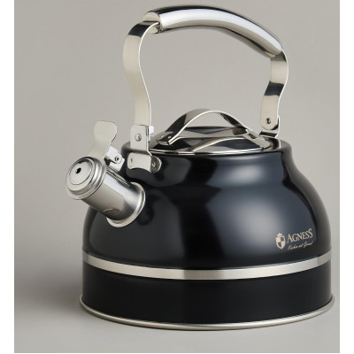 Чайник со свистком 2, 7л, термоаккумулирующее дно, 304 сталь, индукция AGNESS 914-303-3
