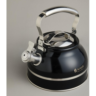 Чайник со свистком 2, 7л, термоаккумулирующее дно, 304 сталь, индукция AGNESS 914-303-5