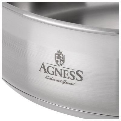 Сковорода professional 24х6 см, 2, 6 л высококачественная нерж сталь 18/10 индукционное дно AGNESS 914-318-3