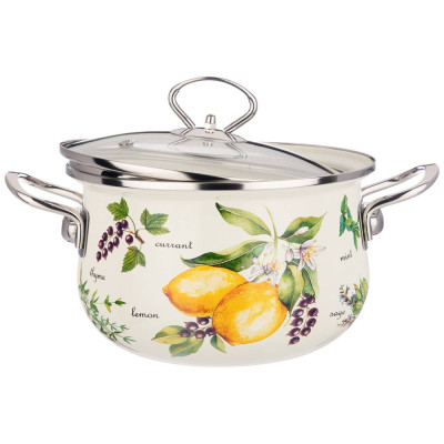 Кастрюля эмалированная со стеклянной крышкой серия "СЕКРЕТНЫЕ ИНГРЕДИЕНТЫ" 2.8 л, 20*12 см AGNESS 915-127-1