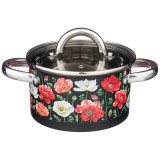 Кастрюля "МАКИ" со стеклянной крышкой, нерж.сталь, 1,5л 16х9 см AGNESS 916-305