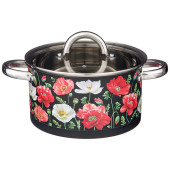 Кастрюля "МАКИ" со стеклянной крышкой, нерж.сталь, 3,1л 20х11 см AGNESS 916-307