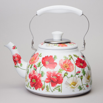 Чайник "БЕЛЫЕ МАКИ" со встроенным свистком и фильтром 1000 мл AGNESS 916-435-1