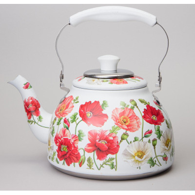 Чайник "БЕЛЫЕ МАКИ" со встроенным свистком и фильтром 1000 мл AGNESS 916-435-1