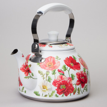 Чайник "БЕЛЫЕ МАКИ" со встроенным свистком и фильтром 1000 мл AGNESS 916-435-2