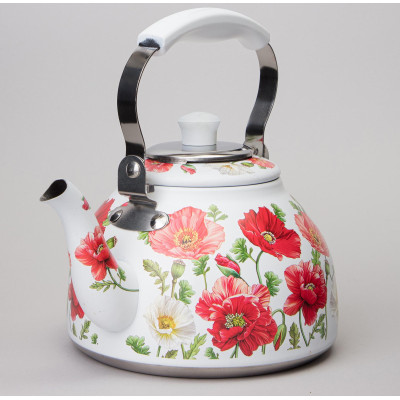 Чайник "БЕЛЫЕ МАКИ" со встроенным свистком и фильтром 1000 мл AGNESS 916-435-2