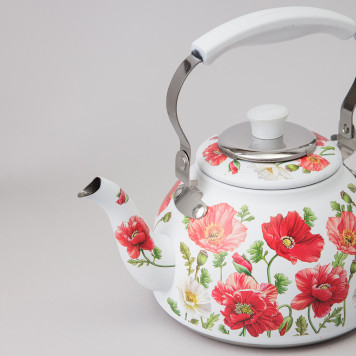 Чайник "БЕЛЫЕ МАКИ" со встроенным свистком и фильтром 1000 мл AGNESS 916-435-3