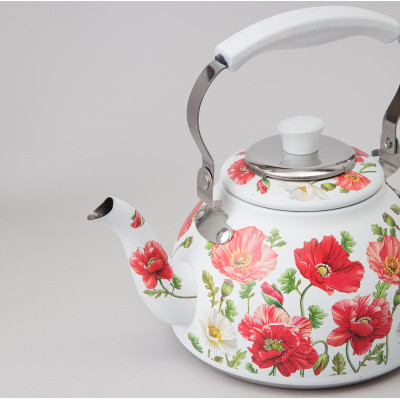 Чайник "БЕЛЫЕ МАКИ" со встроенным свистком и фильтром 1000 мл AGNESS 916-435-3