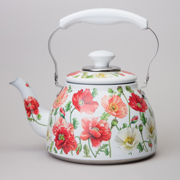 Чайник "БЕЛЫЕ МАКИ" со встроенным свистком и фильтром 1500 мл AGNESS 916-436-1