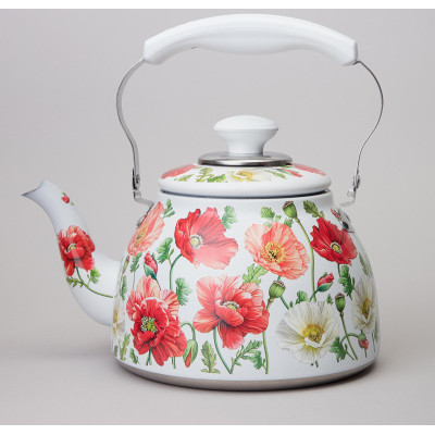 Чайник "БЕЛЫЕ МАКИ" со встроенным свистком и фильтром 1500 мл AGNESS 916-436-1