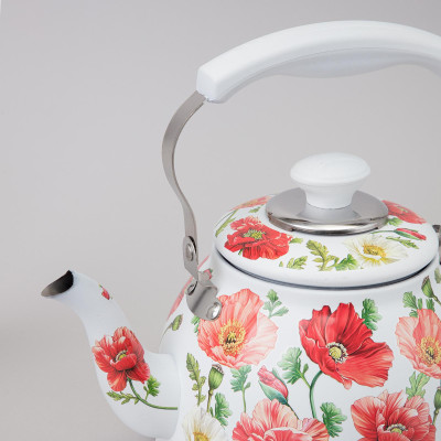 Чайник "БЕЛЫЕ МАКИ" со встроенным свистком и фильтром 1500 мл AGNESS 916-436-2