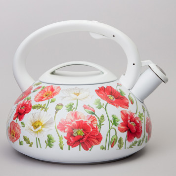 Чайник "БЕЛЫЕ МАКИ" со свистком 3 л AGNESS 916-437-1