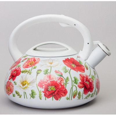 Чайник "БЕЛЫЕ МАКИ" со свистком 3 л AGNESS 916-437-1