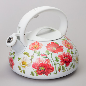 Чайник "БЕЛЫЕ МАКИ" со свистком 3 л AGNESS 916-437-2