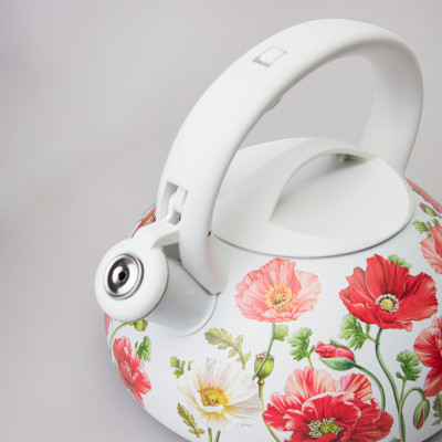 Чайник "БЕЛЫЕ МАКИ" со свистком 3 л AGNESS 916-437-3