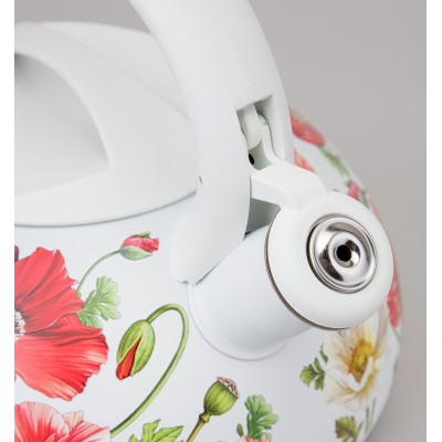 Чайник "БЕЛЫЕ МАКИ" со свистком 3 л AGNESS 916-437-4