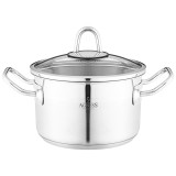 Кастрюля 16x10 см 1, 8 л высококачественная нерж сталь 18/10 со стекл.крышкой AGNESS 916-450