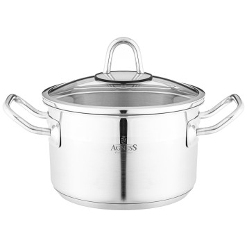 Кастрюля 16x10 см 1, 8 л высококачественная нерж сталь 18/10 со стекл.крышкой AGNESS 916-450