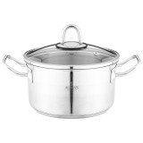 Кастрюля 18x10 см 2, 3 л высококачественная нерж сталь 18/10 со стекл.крышкой AGNESS 916-451