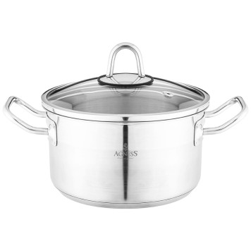 Кастрюля 18x10 см 2, 3 л высококачественная нерж сталь 18/10 со стекл.крышкой AGNESS 916-451
