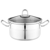 Кастрюля 20x10 см 2, 8 л высококачественная нерж сталь 18/10 со стекл.крышкой AGNESS 916-452