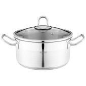 Кастрюля 20x10 см 2, 8 л высококачественная нерж сталь 18/10 со стекл.крышкой AGNESS 916-452