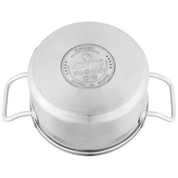 Кастрюля 20x10 см 2, 8 л высококачественная нерж сталь 18/10 со стекл.крышкой AGNESS 916-452-2