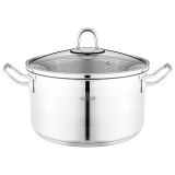 Кастрюля 22x12 см 4, 2 л высококачественная нерж сталь 18/10 со стекл.крышкой AGNESS 916-453