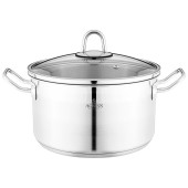 Кастрюля 22x12 см 4, 2 л высококачественная нерж сталь 18/10 со стекл.крышкой AGNESS 916-453