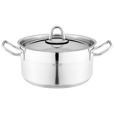 Кастрюля 20x10 см 2, 8 л высококачественная нерж сталь 18/10 с крышкой нжс AGNESS 916-457