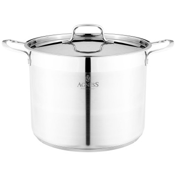 Кастрюля 26x20 10, 0 л. высококачественная нерж сталь 18/10 индукционное дно AGNESS 916-460